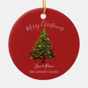 Adorno De Cerámica Árbol de navidad acuático Pine Merry