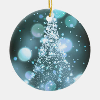 Adorno De Cerámica Árbol de Navidad alegre con Bokeh brillante