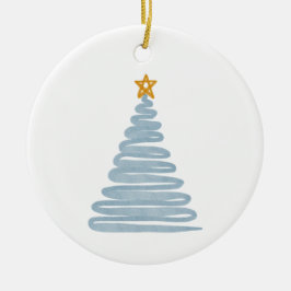 Adorno De Cerámica Árbol de Navidad Azul