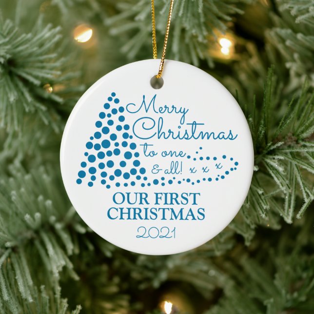 Adorno De Cerámica Árbol de Navidad Azul, nuestros primeros Navidades (Árbol)