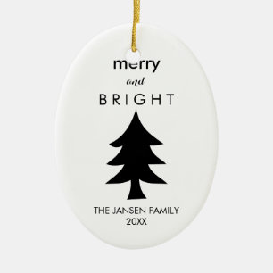 Adorno De Cerámica Árbol de navidad blanco y negro moderno