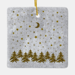 Adorno De Cerámica Árbol de Navidad brillante, estrellas en papel abs