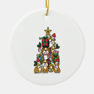 Adorno De Cerámica Árbol de Navidad Bulldog Inglés Perro Larga Manga