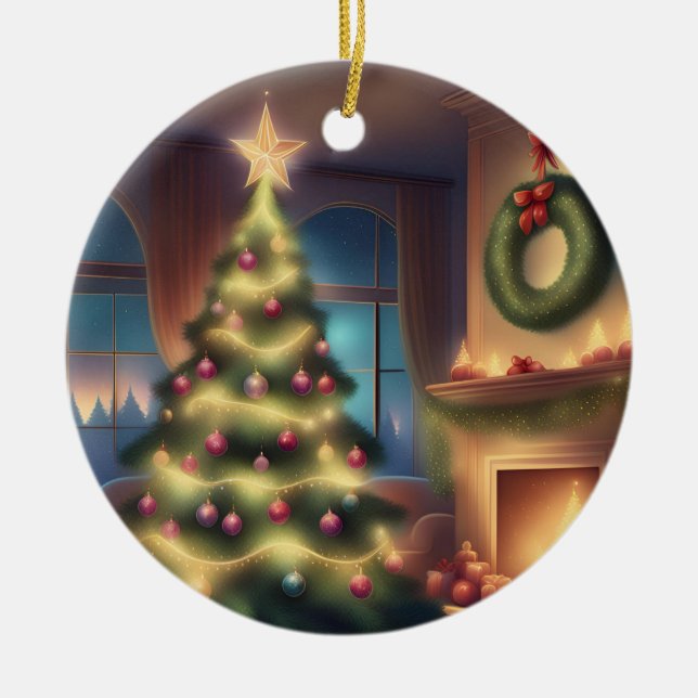 Adorno De Cerámica Árbol de Navidad cálido (Frente)