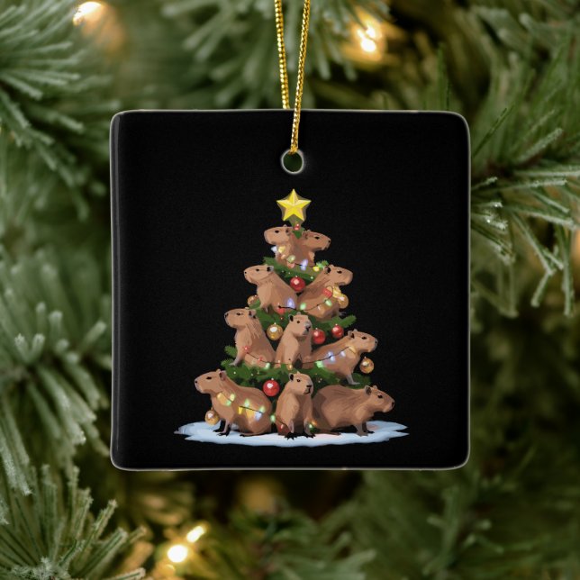 Adorno De Cerámica Árbol de Navidad Capibara Regalo divertida Navidad (Árbol)