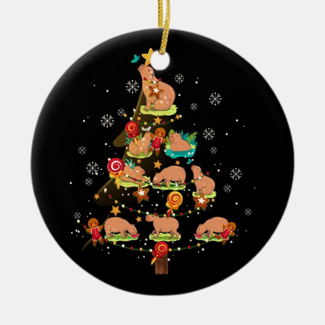 Adorno De Cerámica Árbol de Navidad Capibara Zoológico de Navidad (Frente)