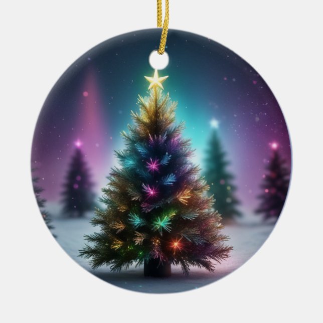 Adorno De Cerámica Árbol de Navidad colorido (Frente)