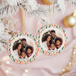 Adorno De Cerámica Árbol de Navidad Colorido Foto a 2 Lados
