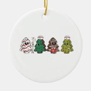 Adorno De Cerámica Árbol de Navidad con Caramelos Retro Lazo Rosa Coq