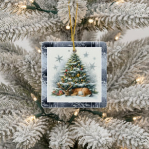 Adorno De Cerámica Árbol de Navidad con Ciervo