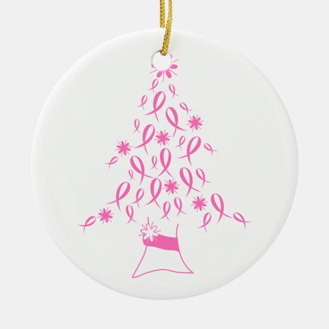 Adorno De Cerámica Árbol de navidad con el cáncer de pecho de las (Frente)