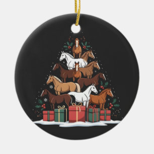Adorno De Cerámica Árbol de Navidad con forma de caballo Equino Navid
