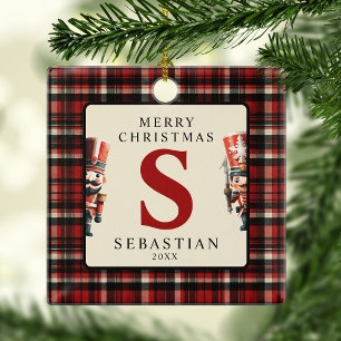 Adorno De Cerámica Árbol de Navidad con Foto de Cascanueces Monograma
