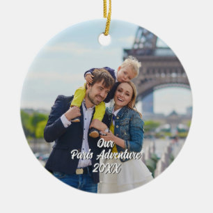 Adorno De Cerámica Árbol de Navidad con foto de viaje personalizada a