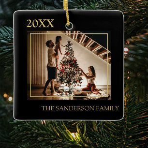 Adorno De Cerámica Árbol de Navidad con Foto Familiar Personalizada