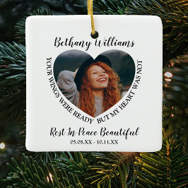 Adorno De Cerámica Árbol de Navidad con Foto Personalizada del Corazó
