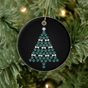 Adorno De Cerámica Árbol de Navidad con Huella de Perro Regalo de Nav