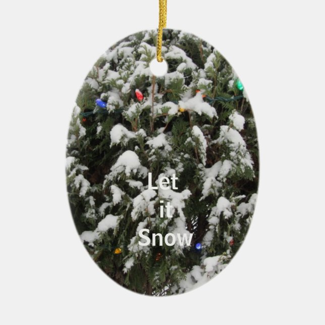 Adorno De Cerámica Árbol de Navidad con nieve y luces (Frente)