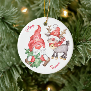 Adorno De Cerámica Árbol de Navidad con nome y renos