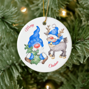 Adorno De Cerámica Árbol de Navidad con nome y renos