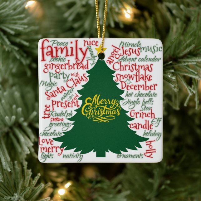 Adorno De Cerámica Árbol de Navidad con palabras Navidades (Árbol)