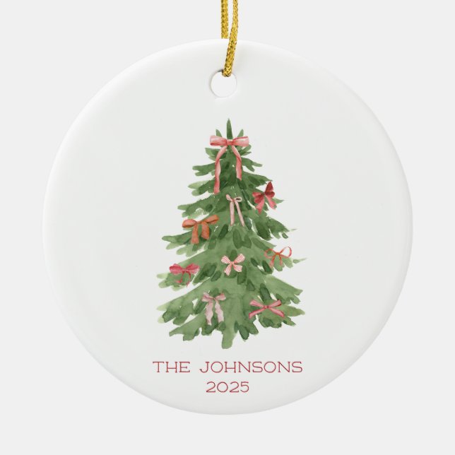 Adorno De Cerámica Árbol de Navidad con vacaciones de arcos (Frente)