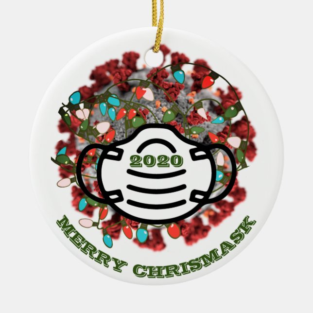 Adorno De Cerámica Árbol de Navidad Cuarentena 2020 Lit Covid Pathoge (Frente)