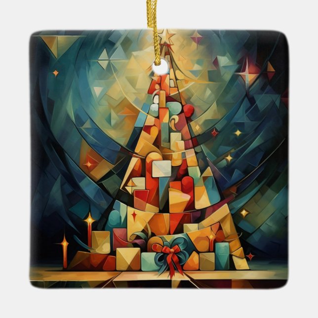 Adorno De Cerámica Árbol de Navidad cubismo (Anverso)