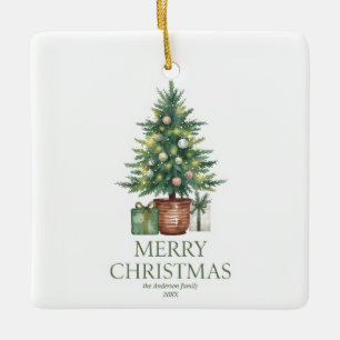 Adorno De Cerámica Árbol de navidad de acuarela rústica no foto