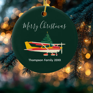 Adorno De Cerámica Árbol de Navidad de Avión Cessna Divertido Nombre 