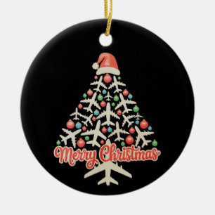 Adorno De Cerámica Árbol de Navidad de Avión Piloto Navidad Vacacione