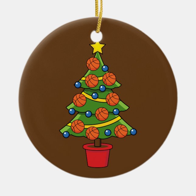 Adorno De Cerámica Árbol de Navidad de Baloncesto (Frente)