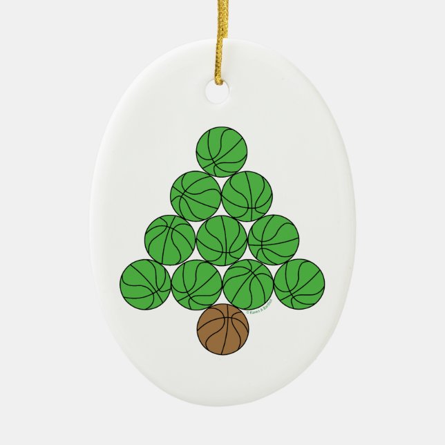 Adorno De Cerámica Árbol de Navidad de Baloncesto (Frente)