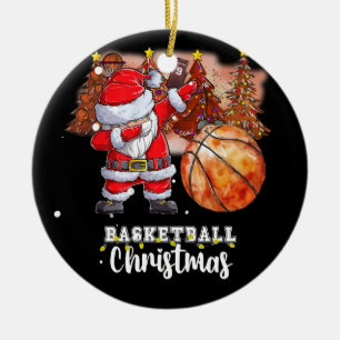 Adorno De Cerámica Árbol de Navidad de Baloncesto y Santa Claus