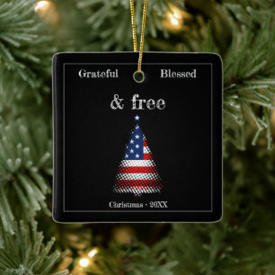 Adorno De Cerámica Árbol de Navidad de Bandera Norteamericana Persona