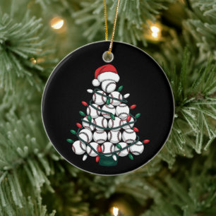 Adorno De Cerámica Árbol de Navidad de béisbol Santa Deportes