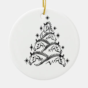 Adorno De Cerámica Árbol de Navidad de Caballos Fiesta Ecuestre de Na