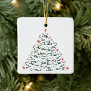 Adorno De Cerámica Árbol de Navidad de caimán Caimán divertido Florid
