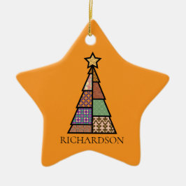 Adorno De Cerámica Árbol de Navidad de Colcha con Monograma