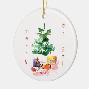 Adorno De Cerámica Árbol de navidad de color moderno brillante y moro