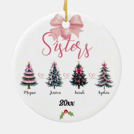 Adorno De Cerámica Árbol de Navidad de cuatro hermanas con nombres pe