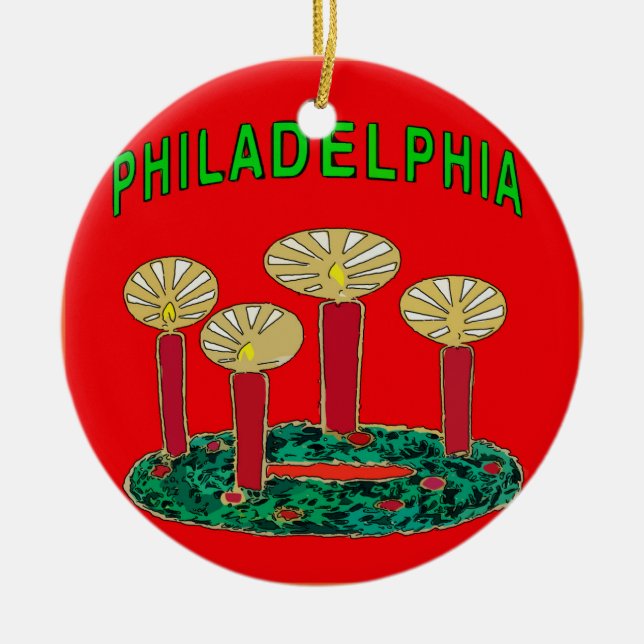 Adorno De Cerámica Árbol de Navidad de Filadelfia (Frente)