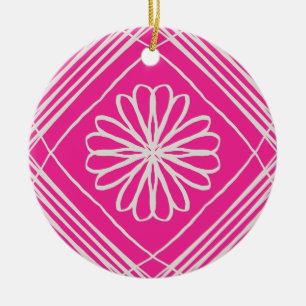 Adorno De Cerámica Árbol de navidad de flores rosadas calientes