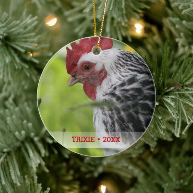 Adorno De Cerámica Árbol de Navidad de fotos de pollo Mascota persona (Árbol)