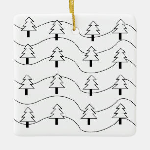 Adorno De Cerámica Árbol de navidad de franja blanca y negra