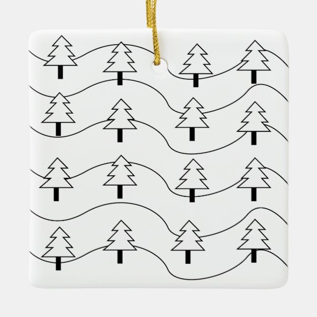 Adorno De Cerámica Árbol de navidad de franja blanca y negra (Anverso)