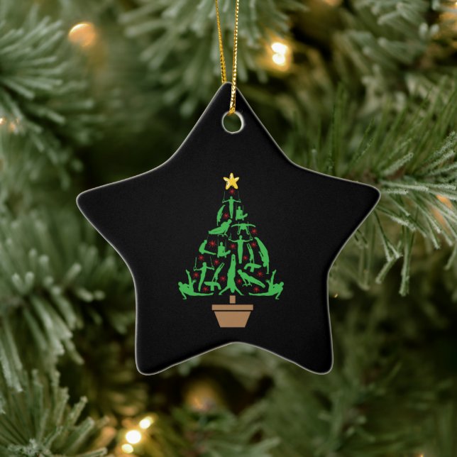 Adorno De Cerámica Árbol de navidad de gimnasia masculina (Árbol)