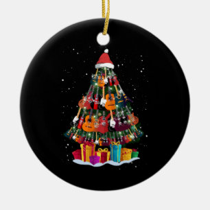 Adorno De Cerámica Árbol de Navidad de guitarra divertido