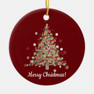 Adorno De Cerámica Árbol de Navidad de lunares en acuarela