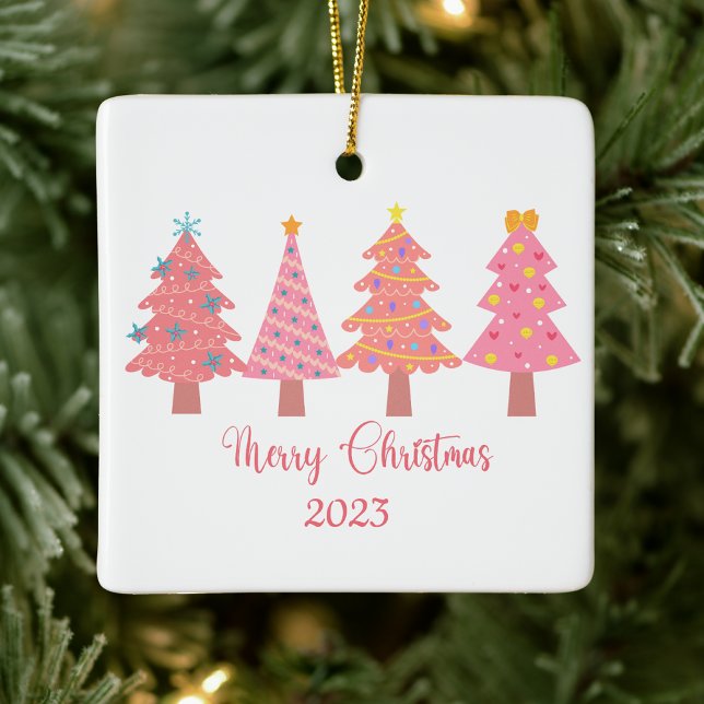 Adorno De Cerámica Árbol de navidad de moras rosadas (Subido por el creador)